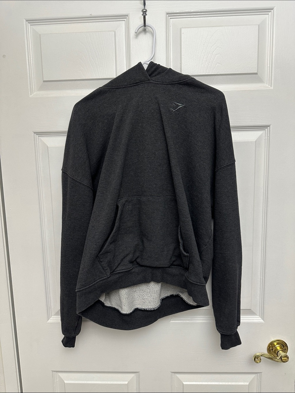 Gymshark Men's Charcoal Black Hoodie with Kangaroo Pocket